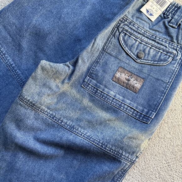 Deadstock 90s Dockers Jeans Mens 28x28 Pleated Denim Levis Cargo Tapered Vintage - Picture 11 of 12